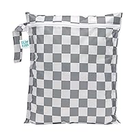 Bumkins Waterproof Wet Bag for Baby, Travel, Swim Suit, Cloth Diapers, Pump Parts, Pool, Gym Clothes, Toiletry, Strap to Stroller, Daycare, Zipper Reusable Bag, Wetdry Packing Pouch, Charcoal Check