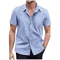 Shirts for Men 2024 Short Sleeve Button Shirt Casual Short Sleeve Shirt Loose Shirt with Pocket