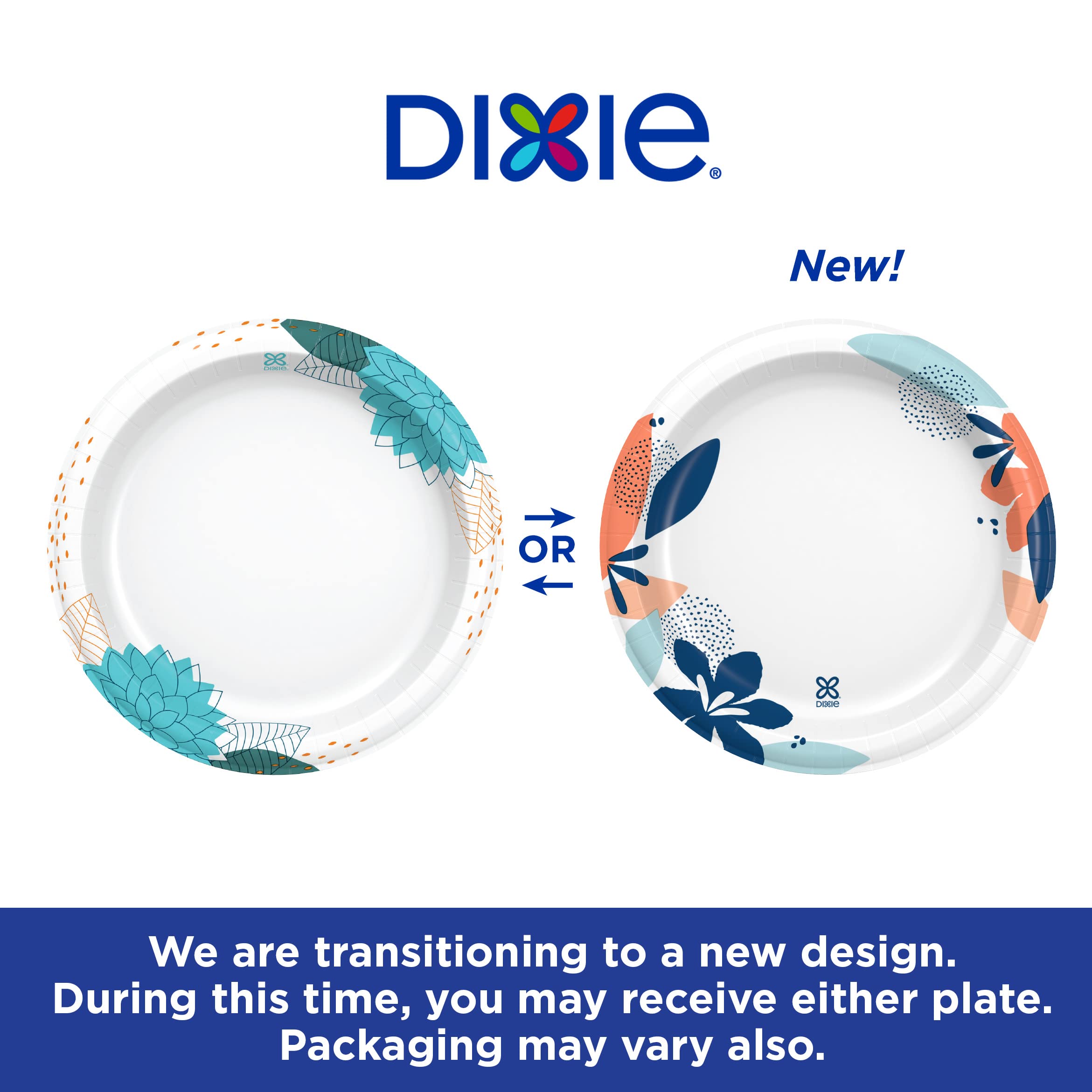 Dixie Paper Plates, 8 1/2 inch, Dinner Size Printed Disposable Plate, 90 Count
