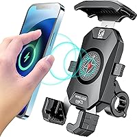 KEWIG Waterproof Motorcycle Phone Mount Qi 15W Wireless & USB C 20W Fast Chargeing Port, Automatically Lock & Quick Release Handlebar Cell Phone Holder for 4-7'' Phones