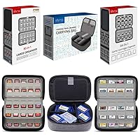 sisma Gameboy Games Organizer (Grey) + 64 DS 3DS Games Storage Case (Black) + 80 Switch Games Case (Black)