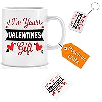 Valentine's Day Gift Printed Ceramic Mug and Keychain and Tea Coaster Combo || Pack of 3 (Coffee Mug, Keychain, Teacoaster) Best Valentine Gift for loving One || Special Mockup STYLE-14