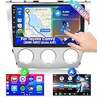 (Manual A/C)Roinvou 1+32G Android 13 CarPlay Stereo for 2006-2011 Toyota Camry, Wireless CarPlay Radio with Android Auto, 10.1'' Touch Screen In-Dash GPS Navi Support Mirror Link BT HiFi WiFi RDS SWC