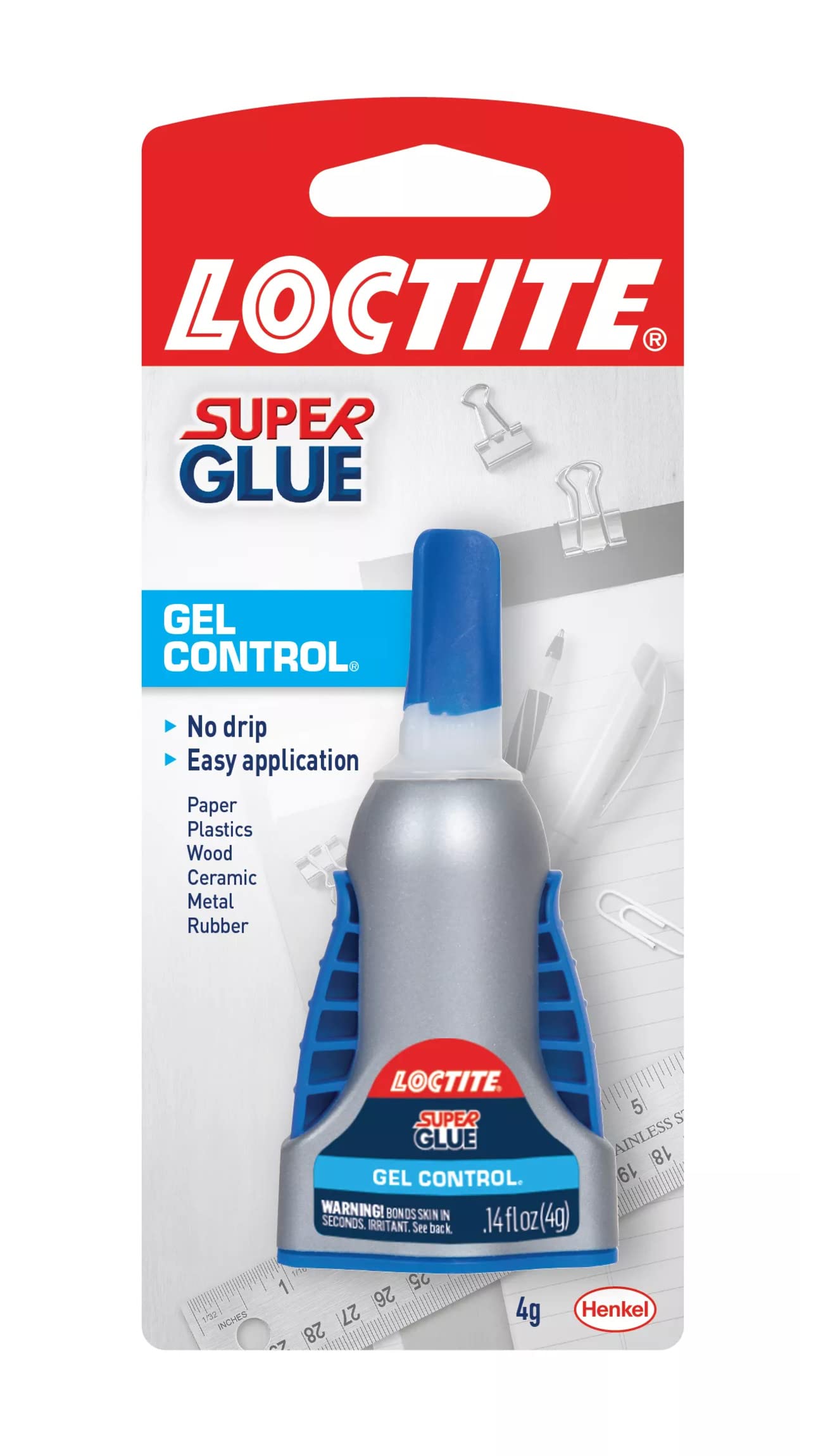 Loctite Super Glue Gel Control, Clear Superglue, Cyanoacrylate Adhesive Instant Glue, Quick Dry - 0.14 fl oz Bottle, Pack of 6