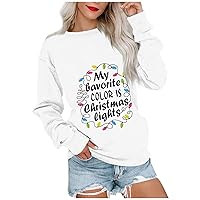 Womens Tops Casual Christmas Oversized Sweatshirt Long Sleeve Crew Neck Pullover Top Sexy Holiday Clothes