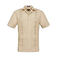 Men's Guayabera Premium Lightweight Embroidered Pleated Cuban Shirt