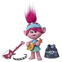 Trolls DreamWorks World Tour Pop-to-Rock Poppy Singing Doll with 2 Different Looks and Sounds, Toy Sings Trolls Just Want to Have Fun (English)