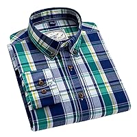Men's Business Wrinkle Free Plaid Collar Dress Shirt Long Sleeve Casual Slim Fit Button Down Shirt