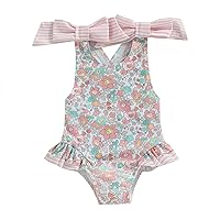 Toddler Baby Girl Floral Bowknot One Piece Swimsuit