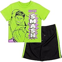 Marvel Avengers Hulk Captain America Black Panther Graphic T-Shirt and Shorts Outfit Set Toddler to Big Kid