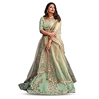 Pista Green Sequins Embellished Art Silk Lehenga Choli for Women(7059-New-Bridal-Lehenga_Green_Free Size), Wedding Light Green, Free Size