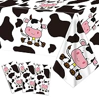 gisgfim 3 Pcs Cow Birthday Party Tablecloth Cow Print Tablecover Plastic Farm Animal Table Cloths for Farmhouse Boys Girls Birthday Party Supplies Cow Theme Table Cover for Family Party 108 x 54 Inch
