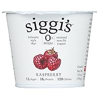 siggi's® Icelandic Strained Nonfat Yogurt, Raspberry, 5.3 oz. Single Serve Cup – Thick, Protein-Rich Yogurt Snack