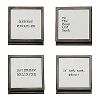 Creative Co-Op Square Metal & Glass Easel & Saying, 4 Styles Picture Frames and Photo Holders, Multi