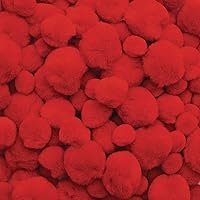 Red Pom Poms in Resealsble Bag for Crafts, Collages, Hobbies, and Sensory Learning - Pack of 100 in 3 Sizes