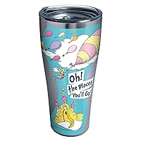 Tervis Dr. Seuss Oh The Places You'll Go Quote Graduation Triple Walled Insulated Tumbler Travel Cup Keeps Drinks Cold & Hot, 30oz Legacy, Stainless Steel