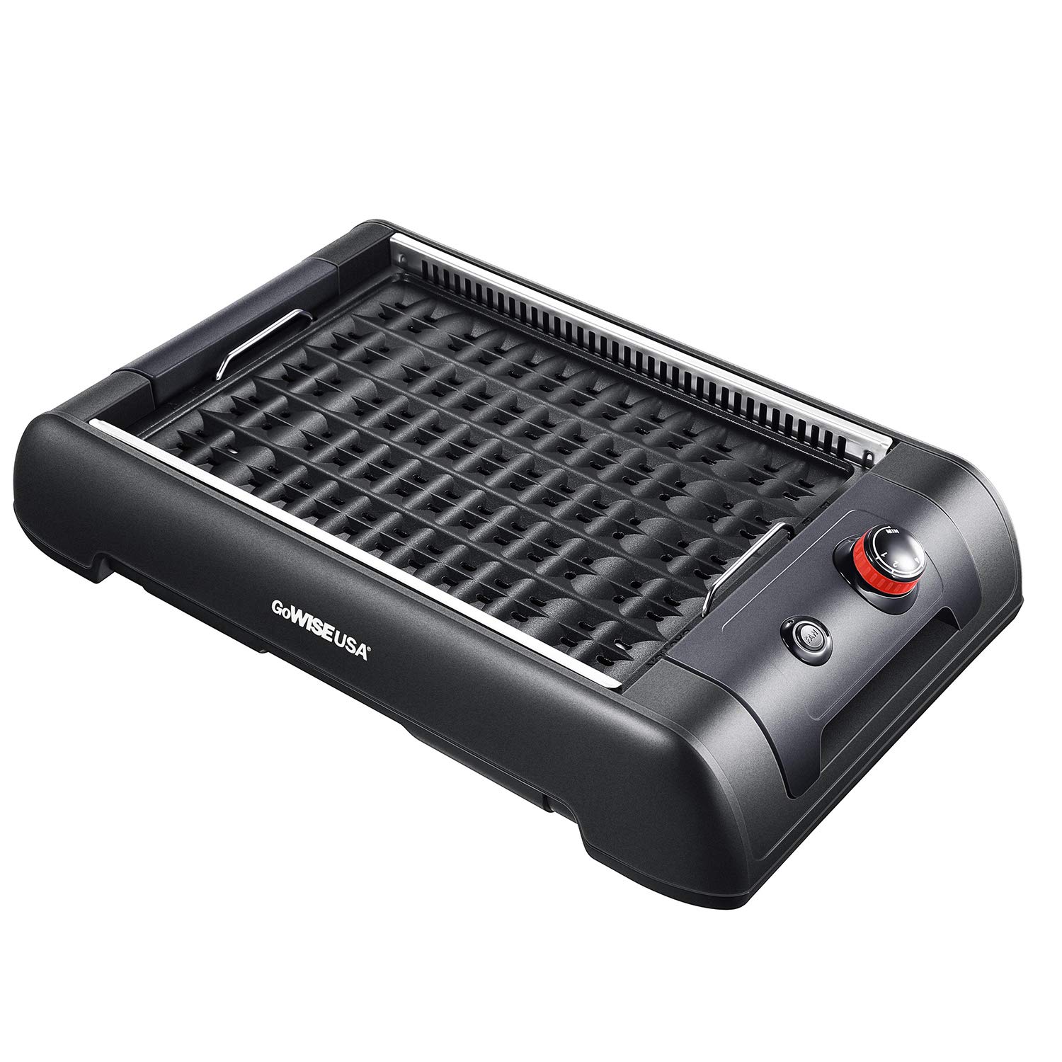 GoWISE USA GW88000 2-in-1 Smokeless Indoor Grill and Griddle with Interchangeable Plates and Removable Drip Pan + 20 Recipes (Black), Large