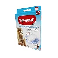 4 Packs of Tigerplast Transparent Waterproof+. Waterproof Film + Pad, Transparent Film, Absorbent Pad, Non-Stick Pad, 80 mm. x 100 mm. (2 dressings/Pack)