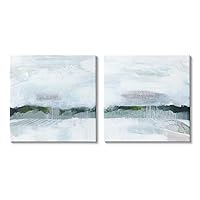 Stupell Industries Rainy Day Abstract Field Landscape Busy Grey Green, Design by Grace Popp Canvas Wall Art, 2pc, Each 17 x 17, Multi-Color