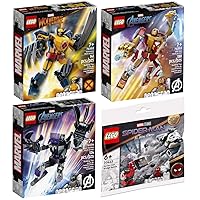 Lego Set of 4: 76202 Wolverine Mech, 76203 Iron Man Mech, 76204 Black Panther Mech & 30443 Spider-Mans Bridge Duel