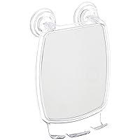 iDesign Plastic Power Lock Suction Shower Shaving Mirror with Razor Holder, Fog-Free Mirror for Bathroom or Tub, 6.25