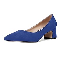 Womens Block Office Slip On Casual Suede Pointed Toe Chunky Low Heel Pumps Shoes 2 Inch
