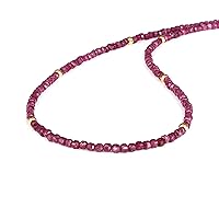 Natural Ruby Gemstone Beaded Choker Necklaces For Women Faceted Handmade Multicolor Chain Necklace For Women And Teen