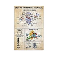 Car Repair Posters Car Mechanics Basics Vintage Posters Canvas Painting Posters And Wall Art PictureCanvas Painting Posters And Prints Wall Art Pictures for Living Room Bedroom Decor 08x12inch(20x30c