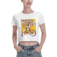 Leak Navel T Shirt The Bouncing Souls Women Crop Tee Summer Fashion Short Sleeves Clothes White