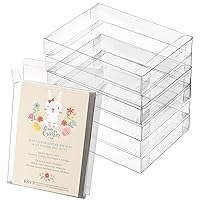 Yesland 60 Pack Clear Box for Greeting Cards, 6 x 4.75 x 1 Inch Rectangle Plastic Photo Storage Box Cases Fits A2 Size Cards Envelopes for Stationery Organizer, Small Business Supplies