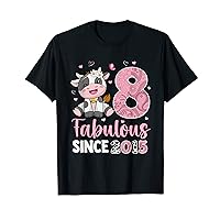 Awesome Since 2015 Cow Print 8th Birthday Outfit For Girl T-Shirt