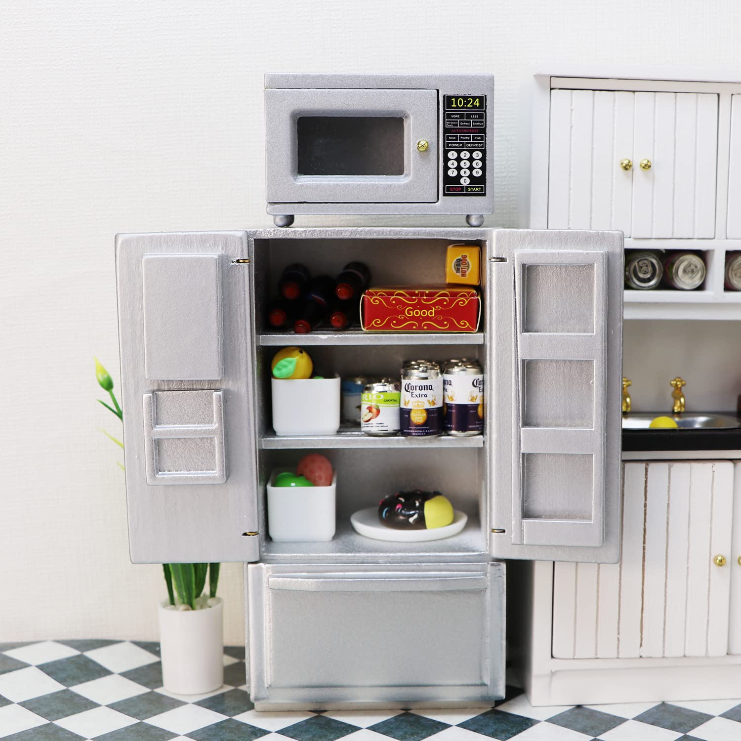 Dollhouse Fridge and Microwave Miniature Furniture