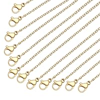 Stainless Steel Chain for Jewelry Making: LUCKYPADS Necklace Chains Bulk 1.5 mm Gold Plated Thin Chains 20 Pack Gold Cable Chains for Necklace Making (18 Inches)