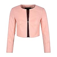 Ladies Cropped Jacket 3/4 Sleeves Short Real Lamb Leather Fashion Jacket 5525