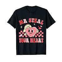 Mr Steal Your Heart Valentines Day Cutie Groovy Heart Couple T-Shirt