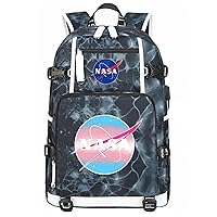 NASA Classic Laptop Backpack with USB Charging Port/Headphone Interface Canvas Bookbag Travel Daypack