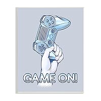 Stupell Industries Game On Text Illustration Holding Gaming Controller, Design by Ziwei Li,Blue 13 x 19