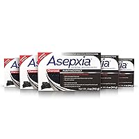 Asepxia Activated Charcoal Cleansing Bar for Enhanced Acne Control & Skin Purification with 2% Salicylic Acid, Ideal for Oily Skin and Reducing Blackheads - 4 Oz, 5-Pack