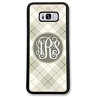 Galaxy S10 Plus, Phone Case Compatible Samsung Galaxy S10+ [6.4 inch] Plaid Monogram Monogrammed Personalized S1064 Black