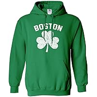 Threadrock Men's Green Boston Shamrock Hoodie Sweatshirt