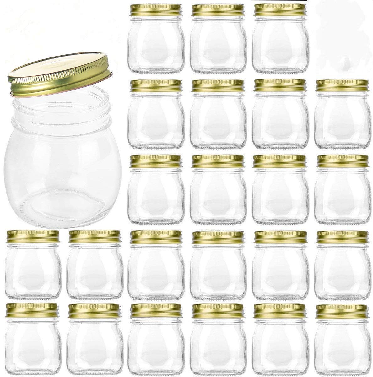 Encheng 10 oz Glass Jars With Lids,Ball Wide Mouth Mason Jars For Storage,Canning Jars For Caviar,Herb,Jelly,Jams,Honey,Dishware Safe,Set Of 24 …