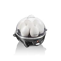 3-in-1 Electric Egg Cooker for Hard Boiled Eggs, Poacher, Omelet Maker & Vegetable Steamer, Holds 7, Black (25507)