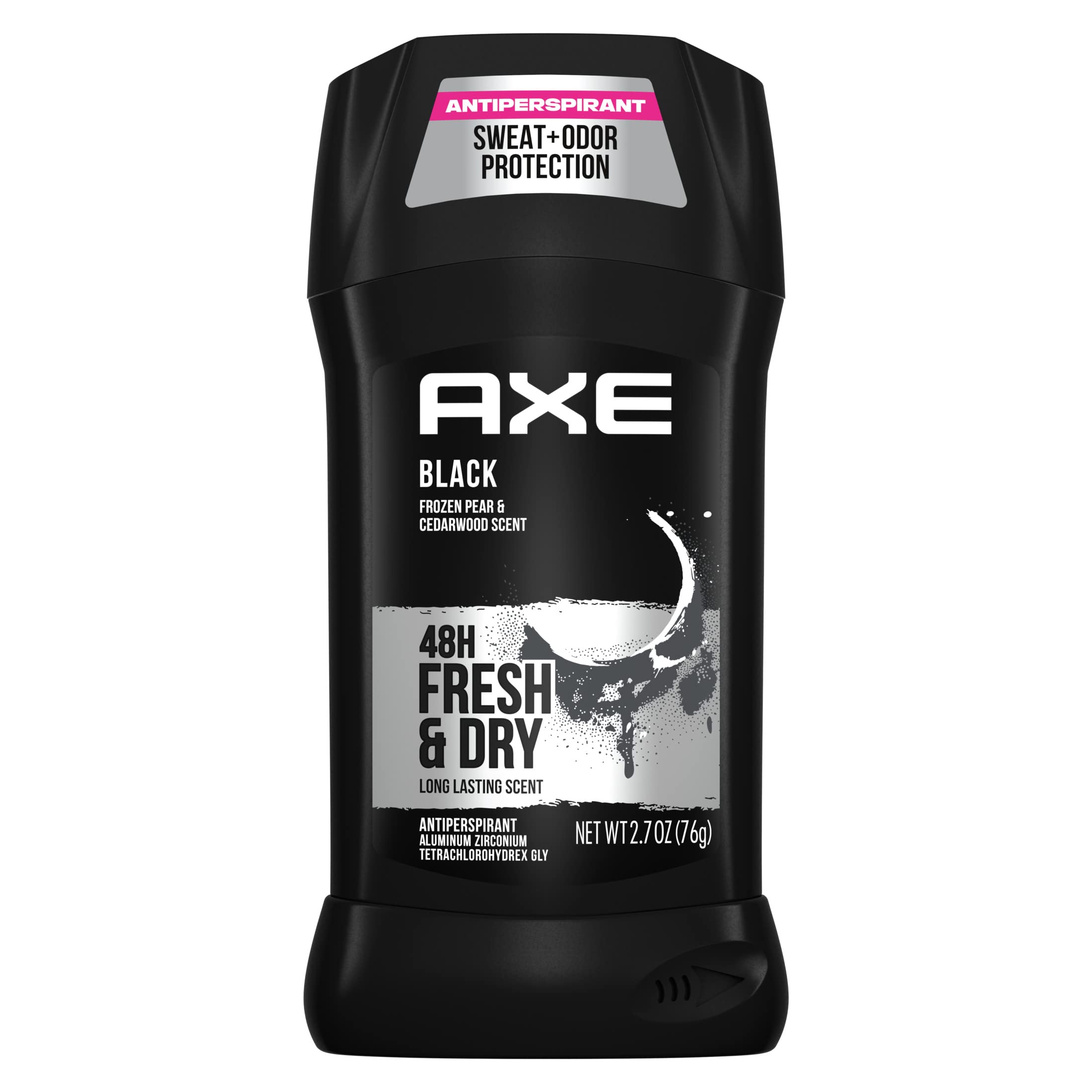 AXE Antiperspirant Stick For Men 48 Hour Sweat And Odor Protection For Long Lasting Freshness, Black Frozen Pear & Cedarwood Men's Deodorant 2.7oz 12 Count