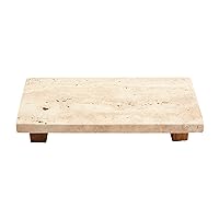 Mud Pie Small Travertine Footed Tray, 4