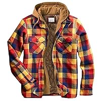 Men's Fashion Casual Men's Quilted Lined Button Down Plaid Shirt Add Velvet To Keep Warm Jacket With Hood