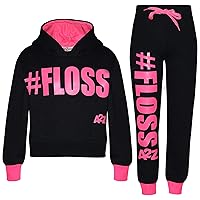 Kids Girls Tracksuit Designer #Floss Hooded Crop Top & Bottom Jog Suit 5-13 Yr