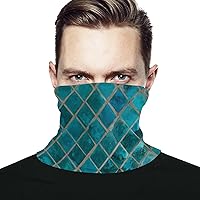 Exotic Shiny Turquoise Ceramic Mosaic Tile Funny Face Cover Scarf Neck Mask Skiing Fishing Hiking Cycling UV Protector for Men Women