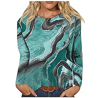 Long Sleeve Shirts for Women Long Sleeve Top Flower Printed Tees Trendy Blouses Tunic Tops Crew Neck Shirts
