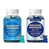 Magnesium Threonate Gummies 500mg and Potassium Magnesium Gummies, Sugar Free for Adults and Kids, Natural Fruits Flavor, Vegan, Pectin, Non-GMO, Gulten Free