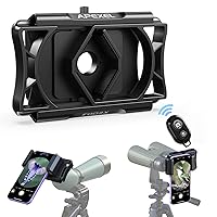 APEXEL 360° Telescope Phone Adapter, Upgraded Binocular Photo Adapter for Android & iPhone, Smartphone Mount for Telescope, Monocular, Microscope, Spotting Scope. (Including Bluetooth Shutter Remote)